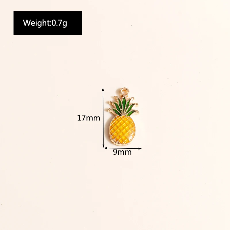 10pcs 9*17mm Enamel Pineapple Charms for Earrings Pendants Necklaces Making Cute Fruit Charms Handmade DIY Jewelry Accessories