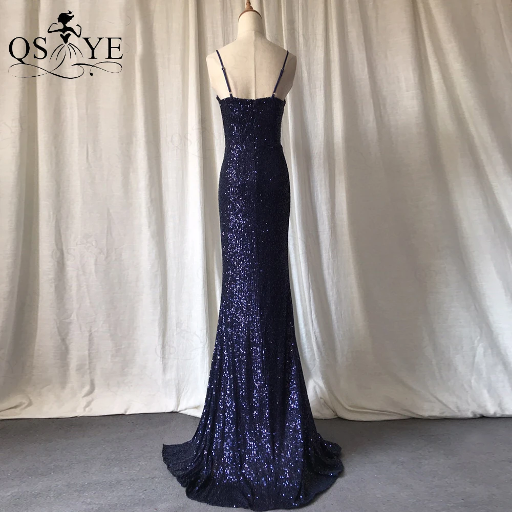 Robe de Soirée de Forme Sirène pour Femme, Tenue de Bal Élégante à Paillettes, Bretelles Spaghetti, Col en V, Sexy, Bon Marché