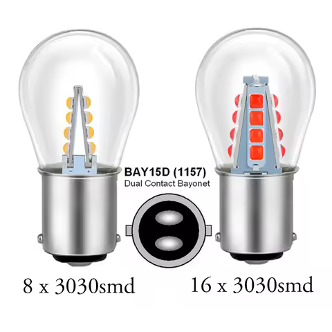 2021New 8/16 3030 Chips Led P21 5W Bay15d Car Light S25 1157 Auto Vehicle Reverse Brake Signal Bulb Lamp DRL White 6000K 12v 24v