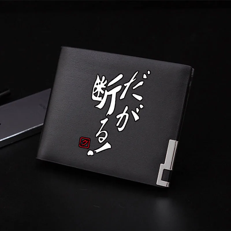 JoJo\'s Bizarre Adventure Boys Short Wallets Pu Leather Black Money Purse Anime Men Wallets Kujo Jotaro Couple ID Card Holders