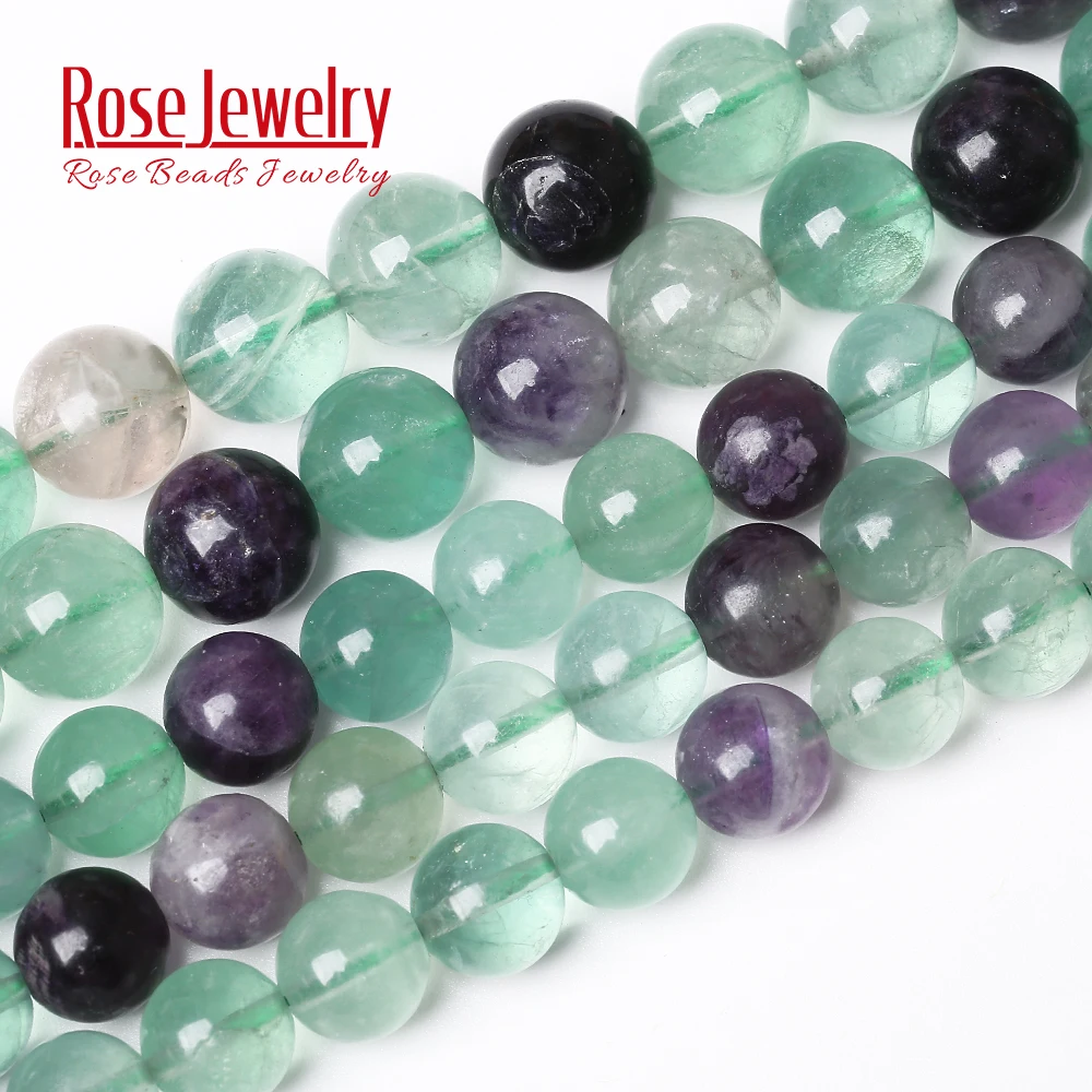Wholesale Natural Stone Colorful Fluorite Quartz Round Loose Beads 15\