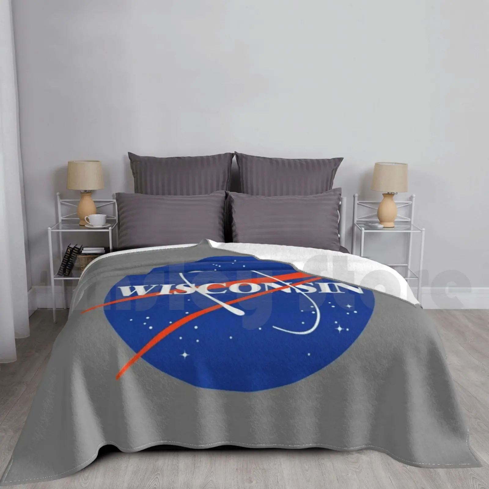 Wisconsin Logo Blanket Fashion Custom Astrology Space Galaxy Universe Retro Planets Moon Earth Venus America