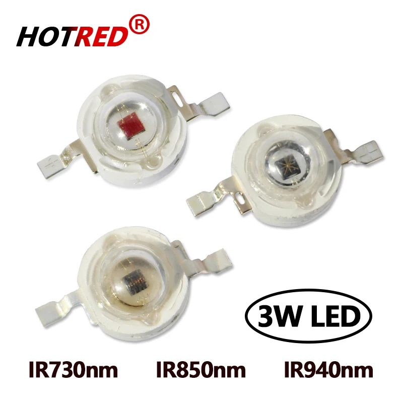 Wysoka moc 3W 3W LED IR 730Nm 850nm 940Nm Chip koraliki światło promieniowanie podczerwone żarówka latarka laserowa kamera noktowizyjna