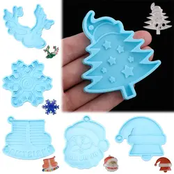 Christmas Silicone Mold Xtmas Tree Hanging Tags Keychain Pendant Mold Santa Claus Elk Resin Craft Mold Candy Chocolate Cake Tool