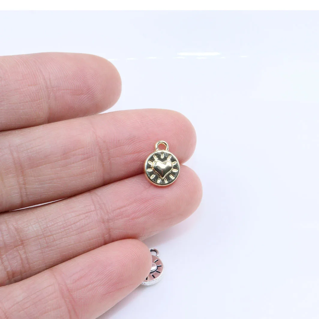 Eruifa 20pcs 6mm Pretty Mini Heart Charms Wholesales Women Accessory Necklace,Earring Bracelet Jewelry DIY Handmade 2 Colors