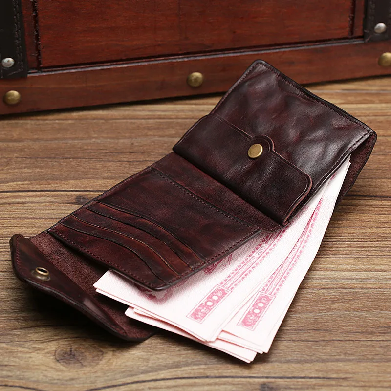 PNDME fashion vintage genuine leather men's women's mini wallet designer luxury real cowhide multifunctional casual coin purse