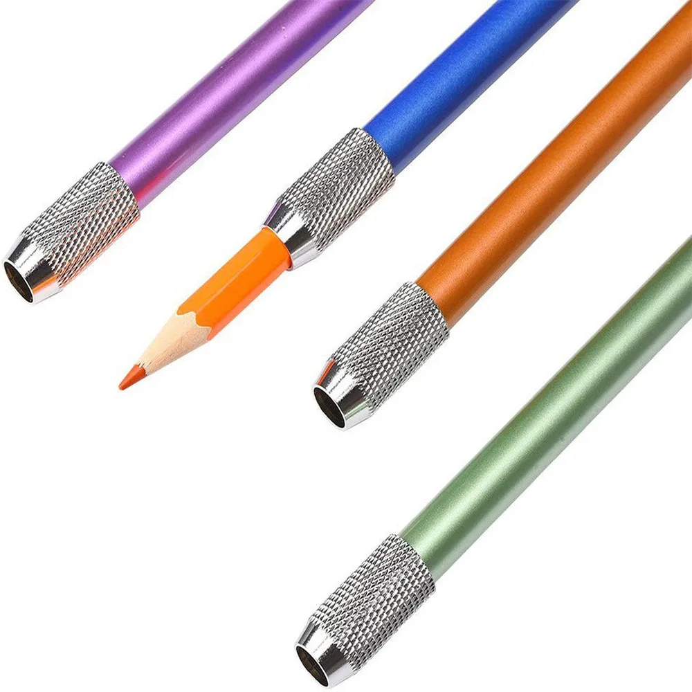 Adjustable Pencil Lengthener Handy Premium Aluminum Pencil Extender Holder For School Office Supplies Art Writing Tool(6 Colors)