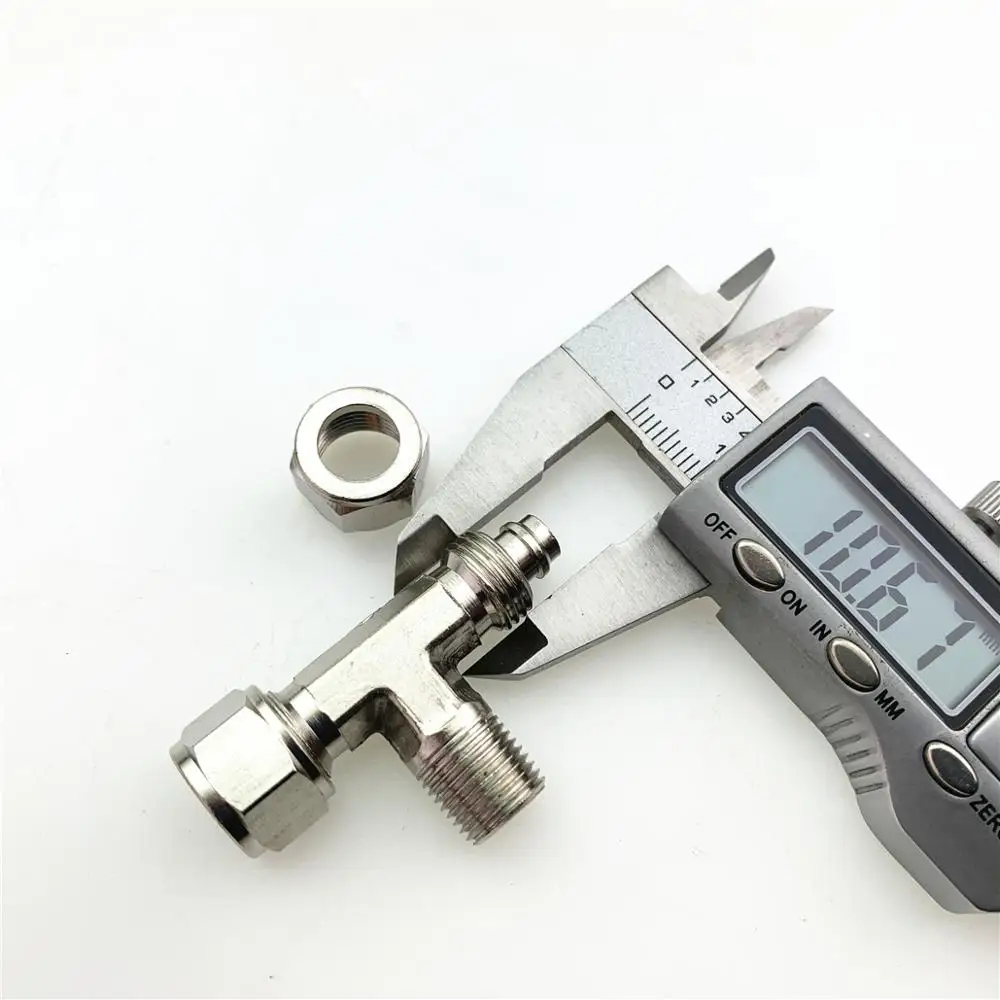 Brass pneumatic quick plug connector PB T-type three-way thread quick screw PB6-01 / PB8-02 / PB10-03 / 12-04