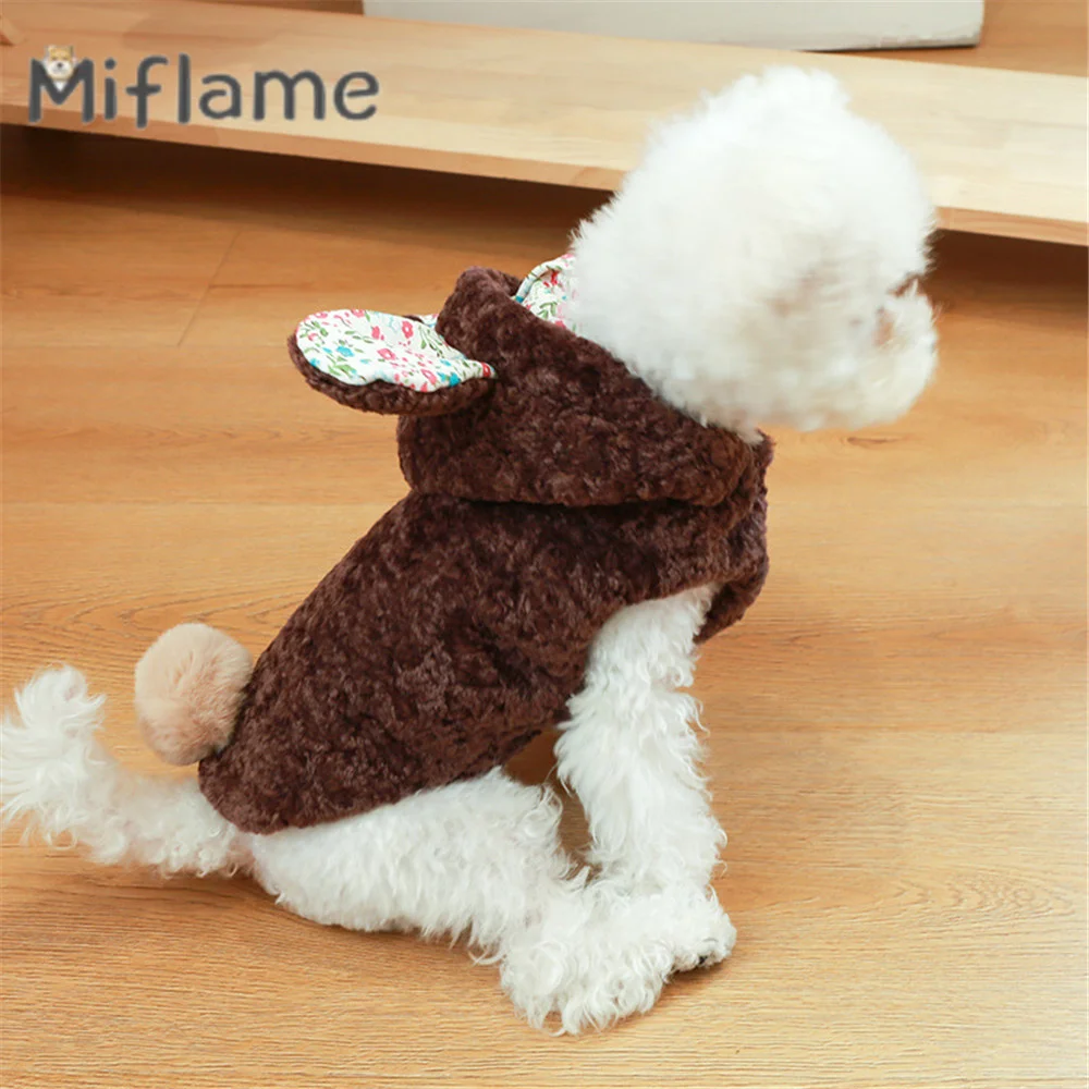 Miflame Winter Warm Dog Sweater Fleece Puppy Clothing Outfits Cute Small Dogs Clothes Pomeranian Spitz Patchwork Pet Cat Costume