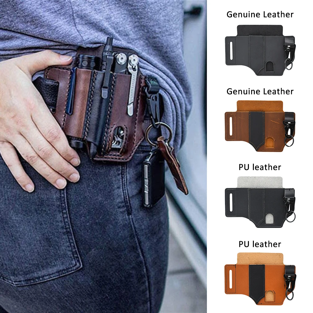 Outdoor Tactical Waist Bag Multifunctional Tool Leather Sheath EDC Pocket Storage Bag Belt Bag Survival Belt Bag