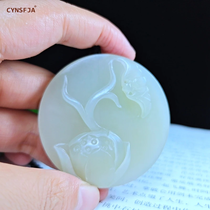 

CYNSFJA Real Certified Natural Hetian Jade Nephrite Men's Lucky Amulet Jade Pendant Necklace Hand Carved High Quality Best Gifts