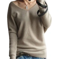 Schneider Schafe Frühling Herbst Pullover Frauen Mode Sexy V-ausschnitt Pullover Lose Wolle Batwing Langarm Gestrickte Tops