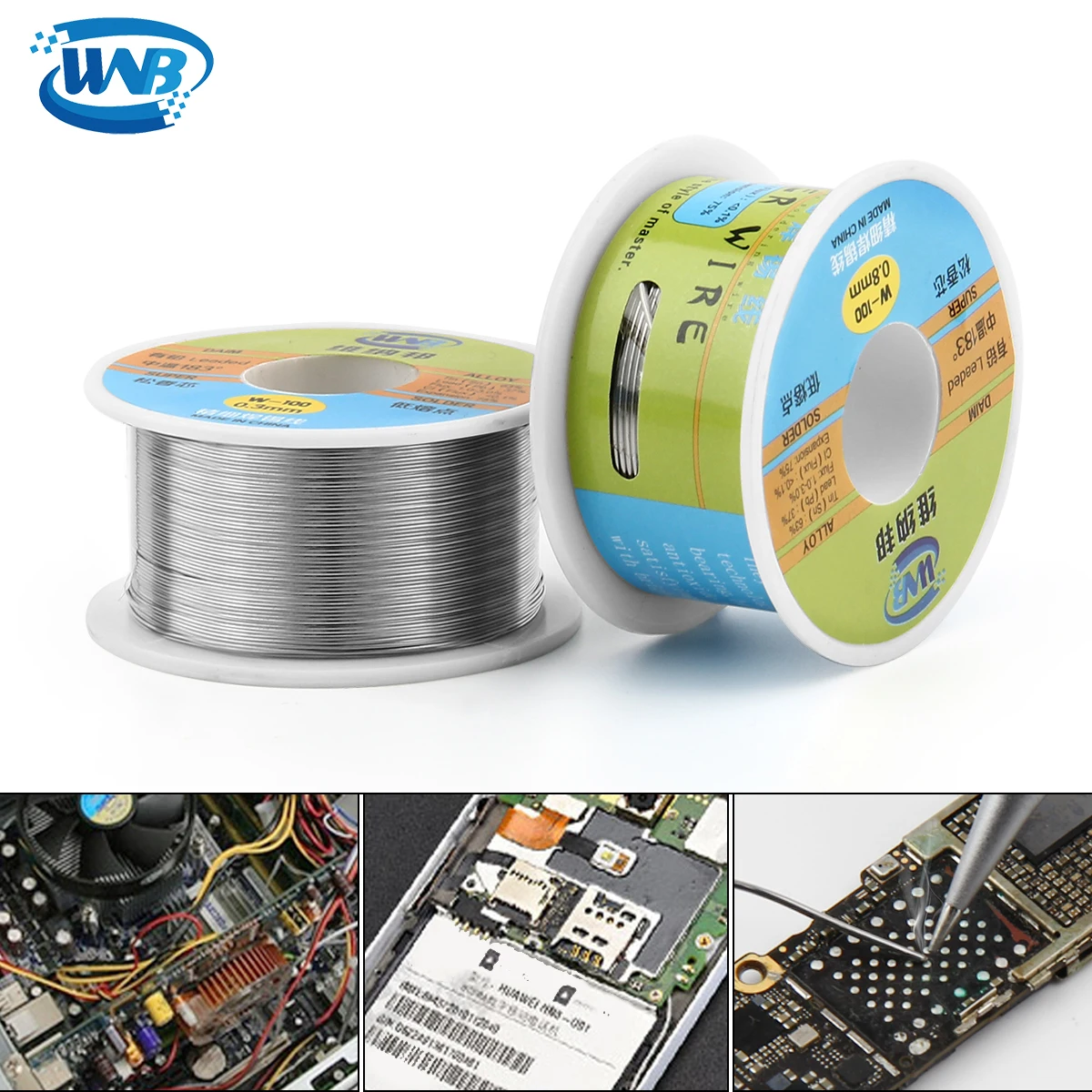 WNB 50g High Purity 183℃ Melting Point Solder Tin Wire Roll Mild Rosin Core No-clean Soldering Flux 2.0% Circuit Board Repair