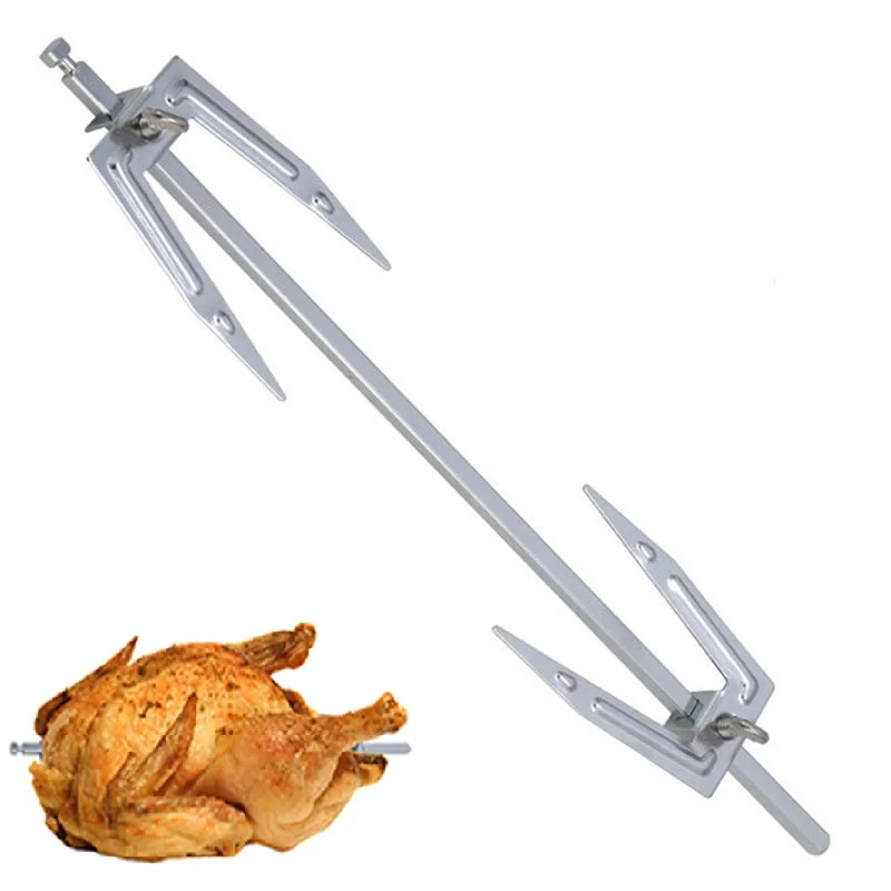 Steel Roast Chicken Skewer Cook Oven Accessories Rotisserie Utensils BBQ Grilled Chicken Fork for Air Fryer Grill Spit25-45cm