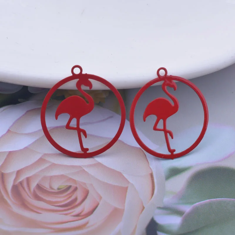50 Stück AC12510 20*22mm Flamingo-Anhänger DIY Ohrringe Schmuckzubehör – Detail 3