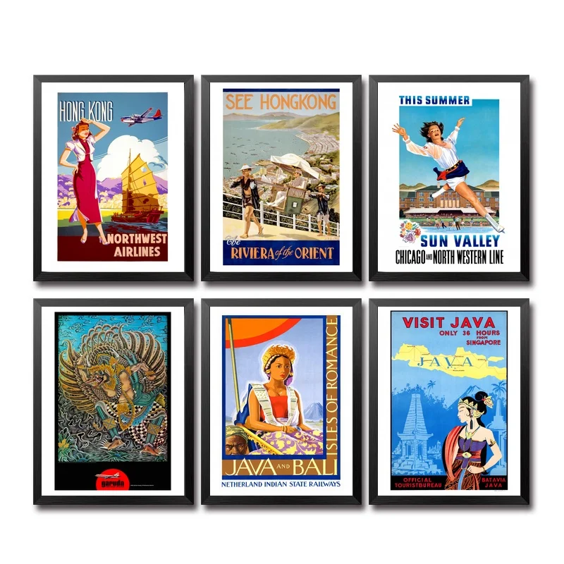 ChinaHong Kong, Idaho, Indonesia, Iraq, Ireland, Israel vintage travel ملصقات