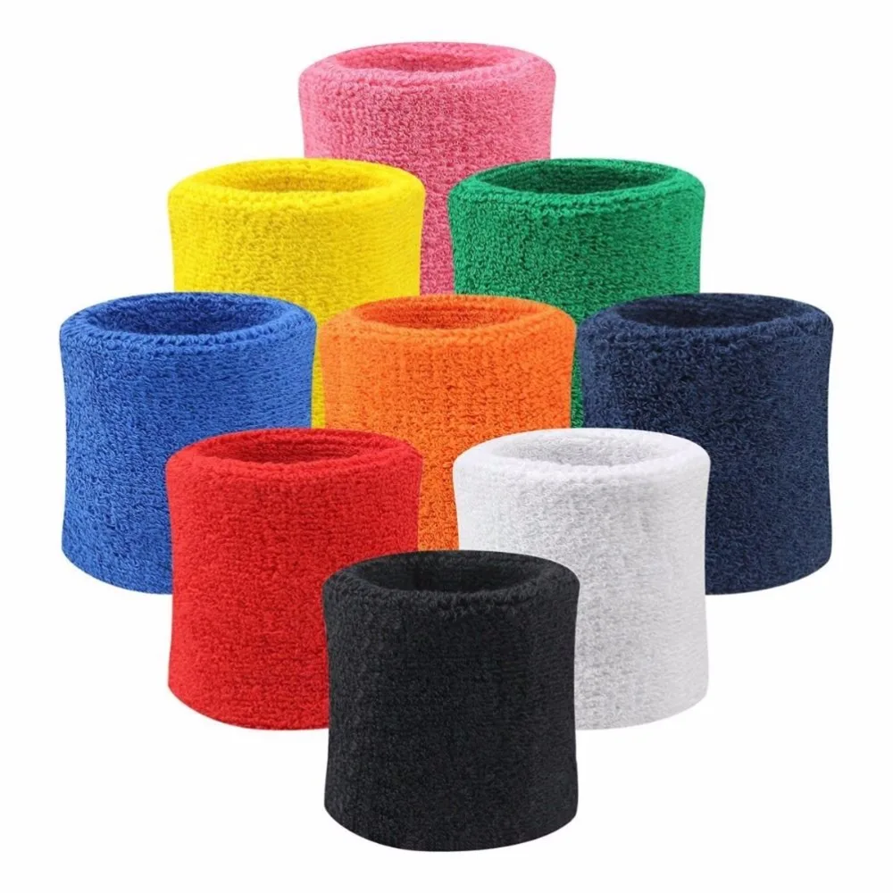 Cotton Colorful Unisex Sport Sweatband Wristband Wrist Protector 2PCS Running Badminton Basketball Brace Terry Cloth Sweat Band