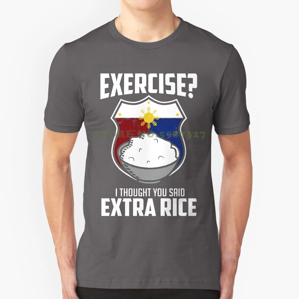 Funky T Shirts Broadcloth Exercise I Thought You Said Extra Rice Philippines T Shirt Men's Funny Crew Neck Short Sleeve