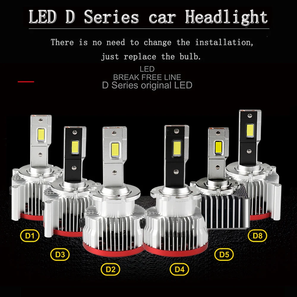 2x Car Light No Error Free Canbus D1S LED D2S D3S D4S D8S D5S D2R Headllamp 70W 17200LM 6000K Automotive Bulb HID Ballast to LED