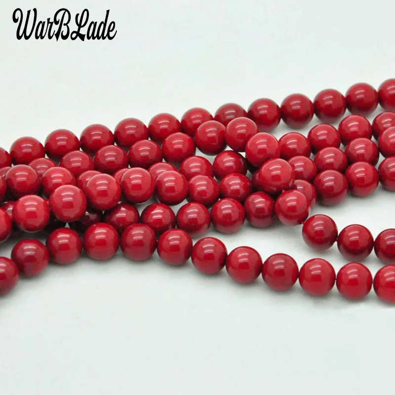 WarBLade Natural Stone Round Dark Red Coral Beads Loose Beads 4mm 6mm 8mm 10mm For DIY Bracelet Necklace Jewelry Making Findings