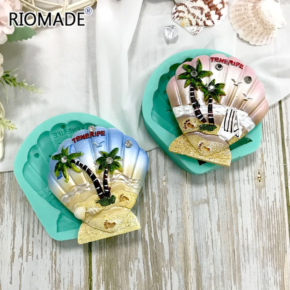 Shell Silicone Mold Tropical Beach Landscape Coconut Tree Sailboat Styles Fondant Cake Decorating Tools Dessert Chocolate Mould