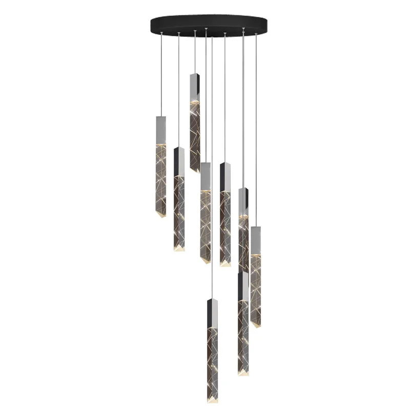 

Stair chandelier Nordic modern living room lamp household lighting long line bar Island Hotel Villa Crystal Chandelier