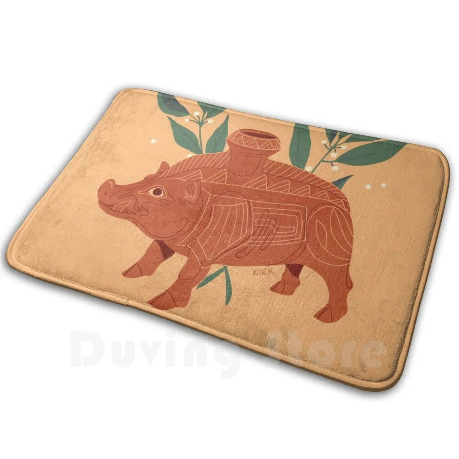 Etruscan Boar-Floral Artefacts Carpet Mat Rug Cushion Soft Non-Slip Archaeology History Etruscan Etruria Ancient