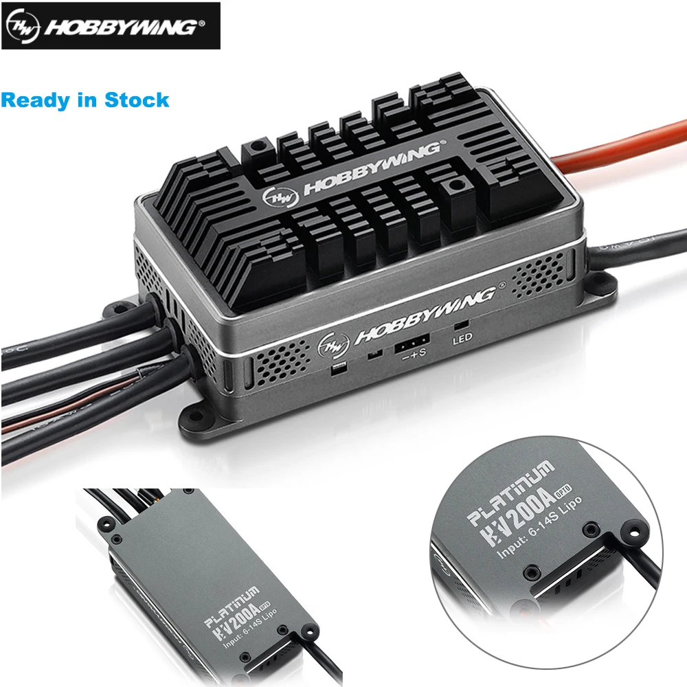 

Hobbywing Platinum HV 200A V4.1 6-14S Lipo SBEC / OPTO Brushless ESC for RC Drone Quadrocopter Helicopter Aircraft