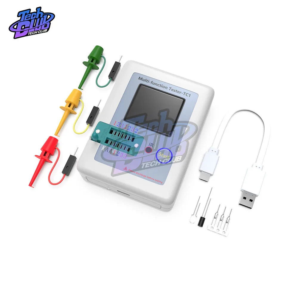 TC-T7-H TCR-T7 LCR-TC1 Tester Transistor multimetro diodo triodo misuratore di capacità ESR LCR MOS/PNP/NPN FET IR Test multifunzione