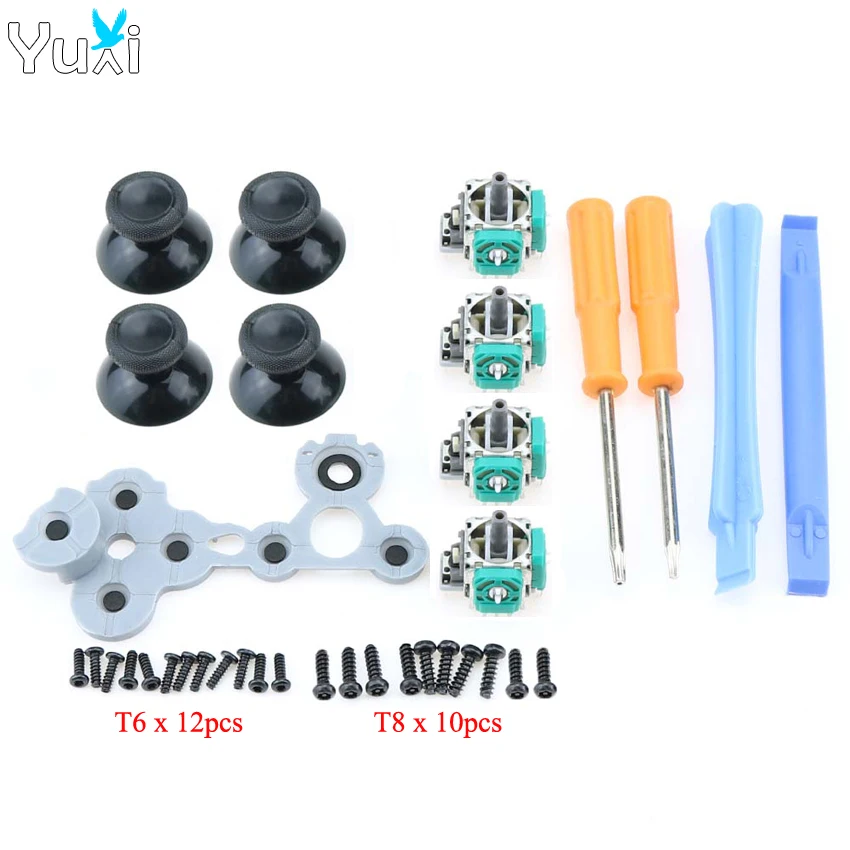 

YuXi For Xbox One Repair Kit Controller Analog Sensor Module ThumbStick Conductive Rubber Button D Pad T8 T6 Screw Screwdriver