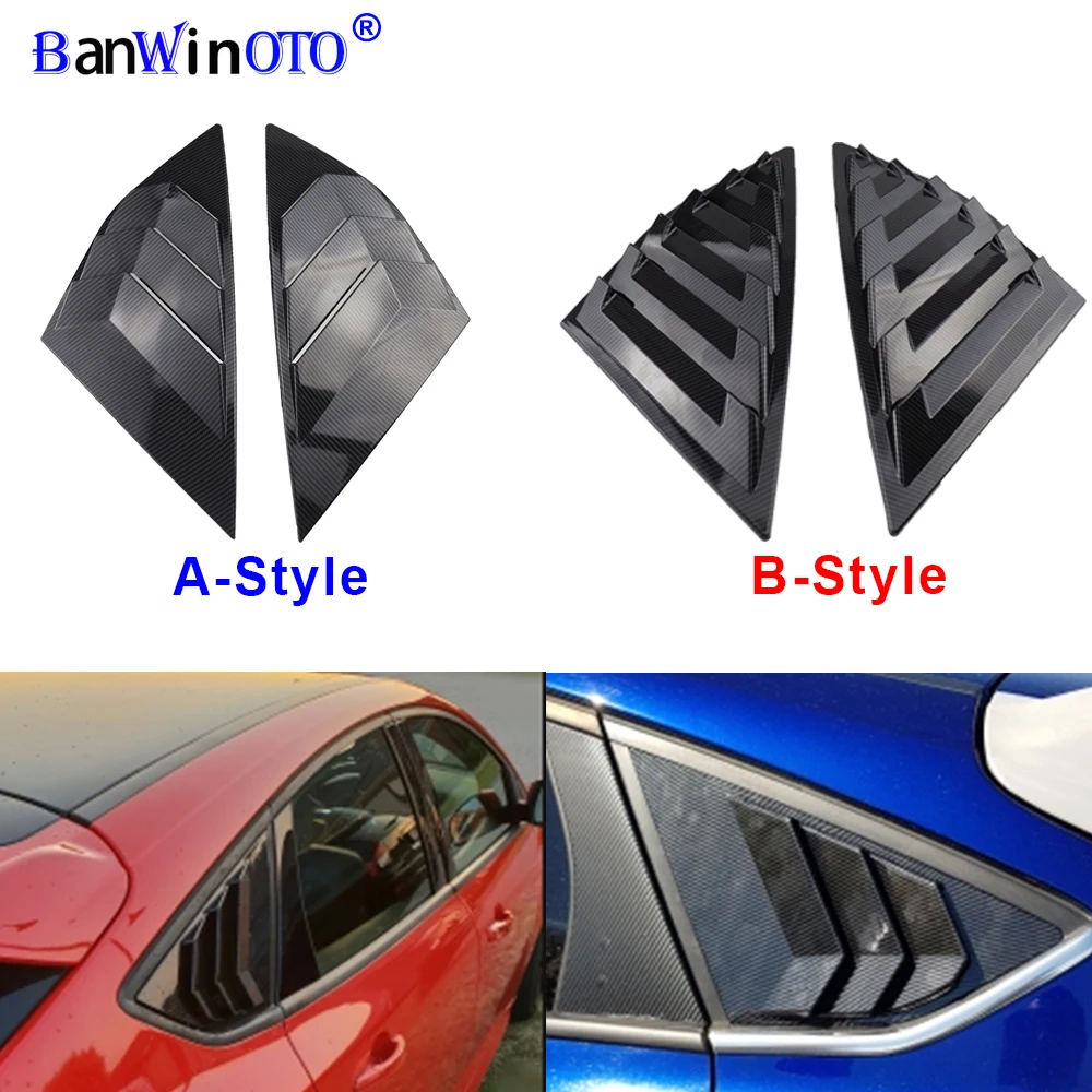 

Rear Quarter Window Louvers 2pcs/set Panel Side Vent Cover Sticker Trim For Ford Focus 12-18 ST RS Hatchback Carbon Fiber ABS