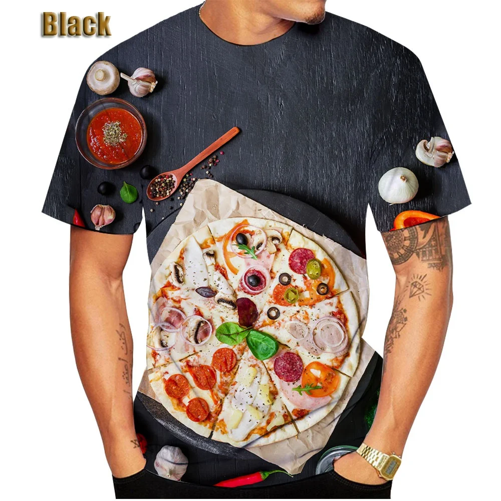 New Popular Summer Food Bacon Pizza Funny 3D Printed T-Shirt Womens/Mens Casual Short Sleeve Family Fashion Fast Food T Shirts