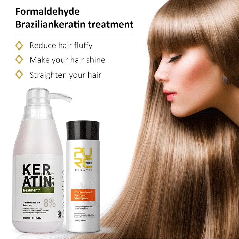 

PURC 8% Brazil Keratin Hair Treatment 100ml Purifying Shampoo Hair Care Make Hair Straightening Smoothing Shinning