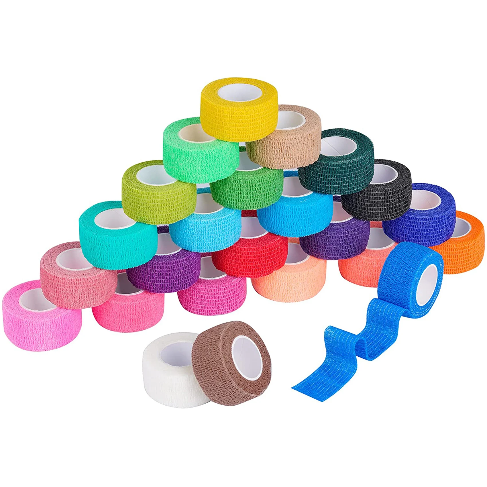 10 Rolls 2.5cm Vet Wrap Cohesive Bandage Bulk Self Adherent Wrap Non-Woven Vet Tape First Aid for Dogs Cats Horses Birds Animals