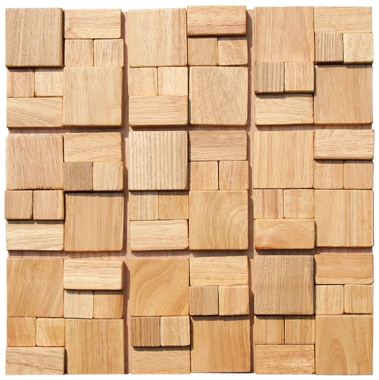 11 PCS Ancient Solid Wood Mosaic Backsplash 3D Pattern Panel Wooden Wall Tile DQ091