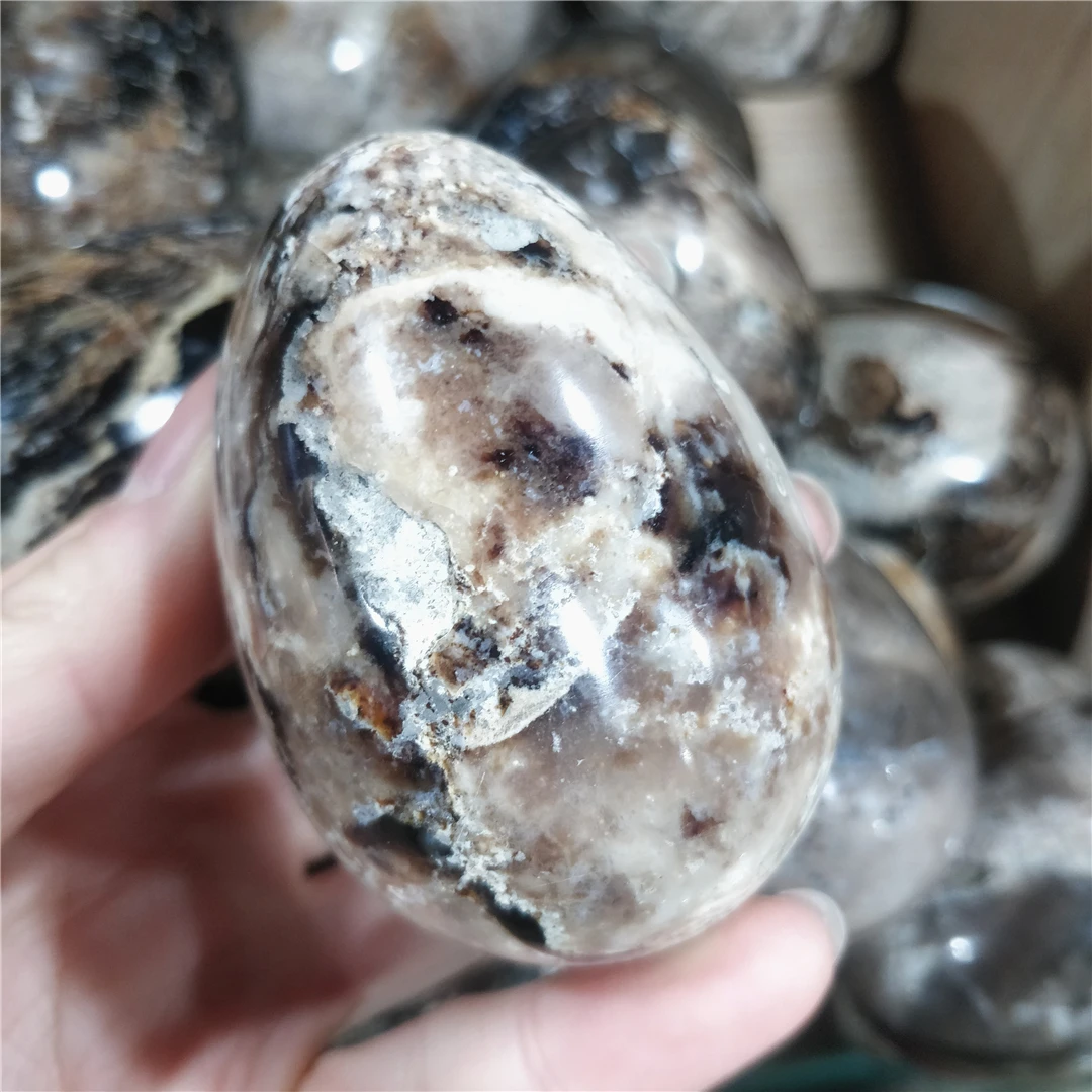 Natural Grey Opal Egg Worry Stone Skin Massage Crystal Minerals Home Decoration Accessories Gift Folk Crafts