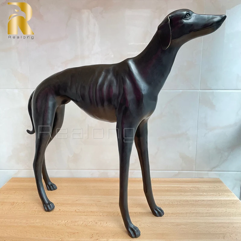 80cm Bronze Dog Statue Large Bronze Greyhound Dog Sculpture Bronze Casting Art Animal Statues For Home Garden Decoration Gifts