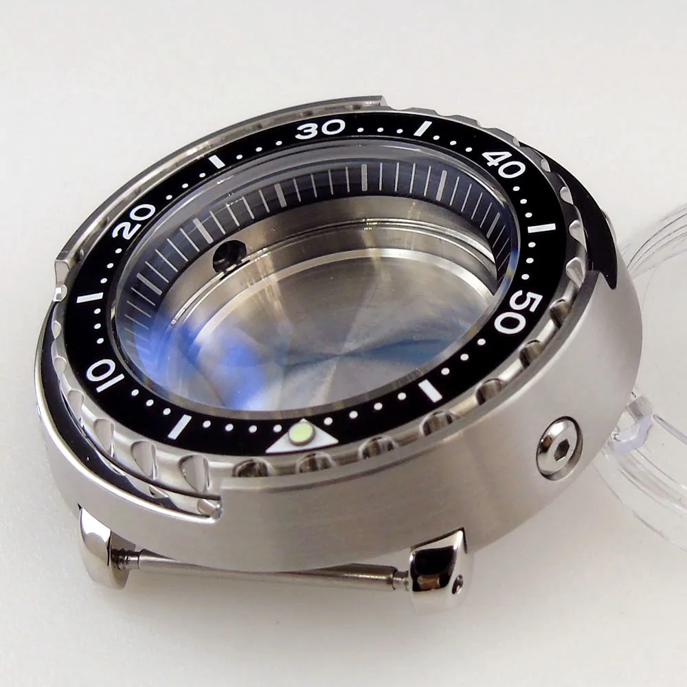 47mm watch case parts 200m waterproof fit for NH35A  NH36A movement sapphire glass 316L Stainless Steel rotating ceramic bezel