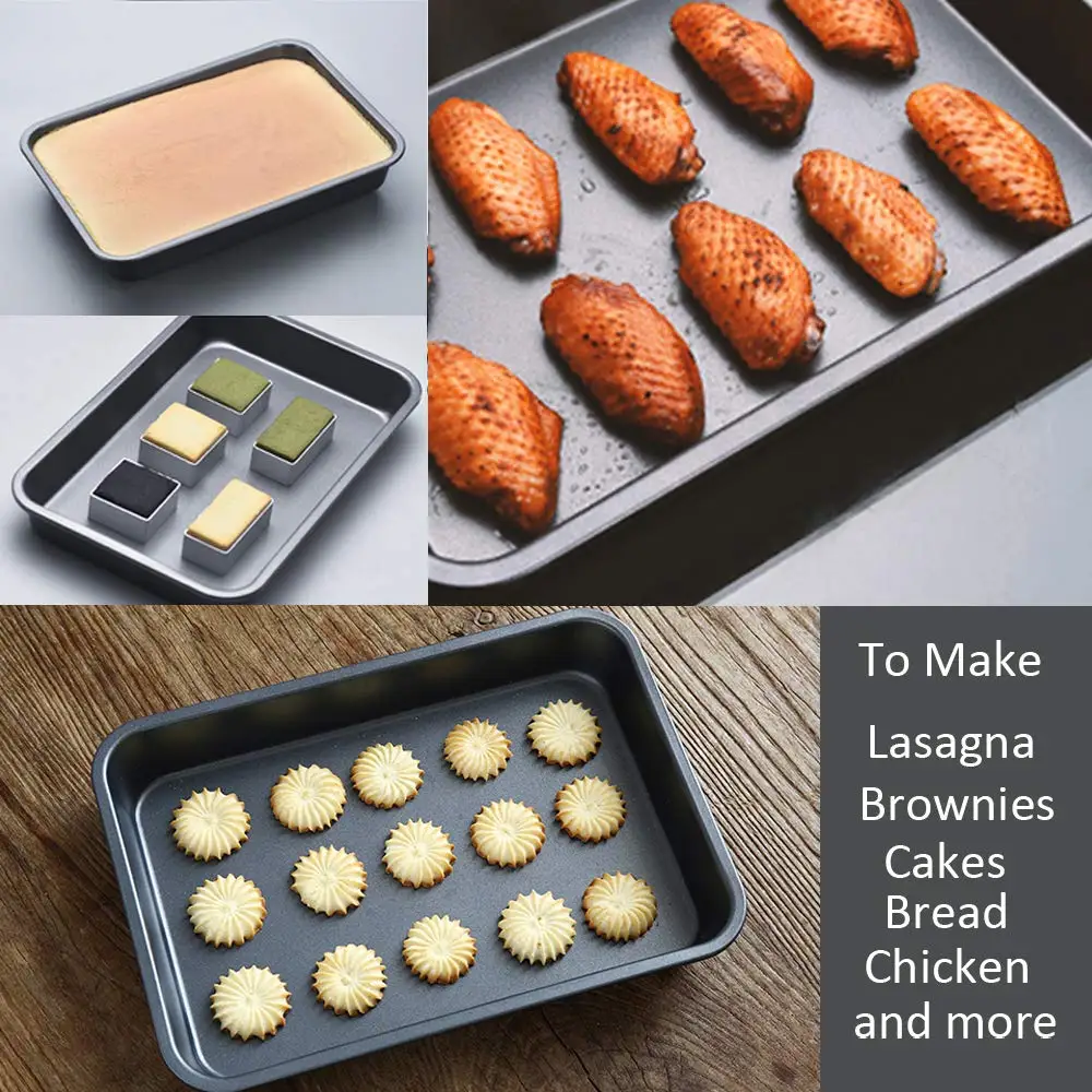 9/11/12inch Non-Stick Rectangle Baking Pan Stainless Steel Roaster Oven Baking Pan Cookie Sheet Mini Muffin Cupcakes Trays