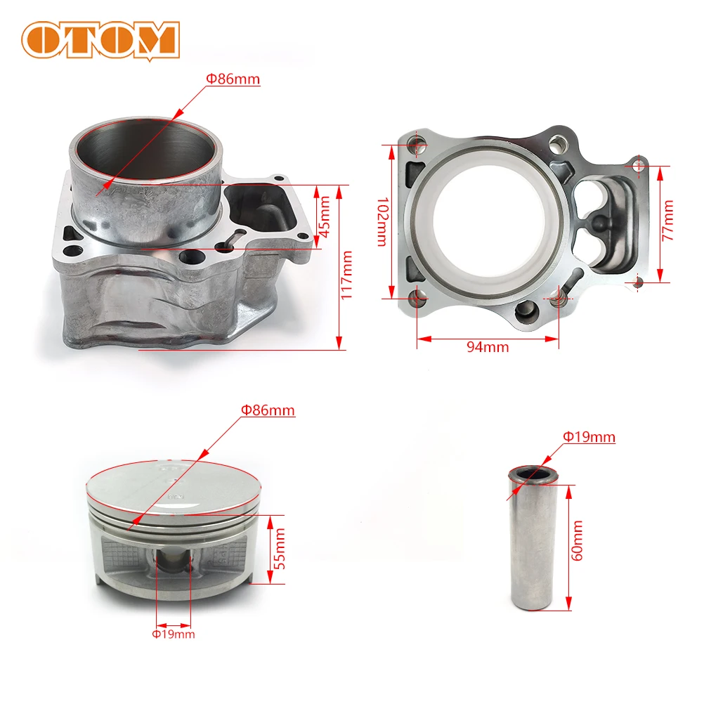 OTOM Motorcycle 86mm Cylinder Piston Gasket Top End Kit 12100-HP7-A00 For HONDA ATV Rancher TRX420 2x4 4x4 Quad Bike Buggy Parts