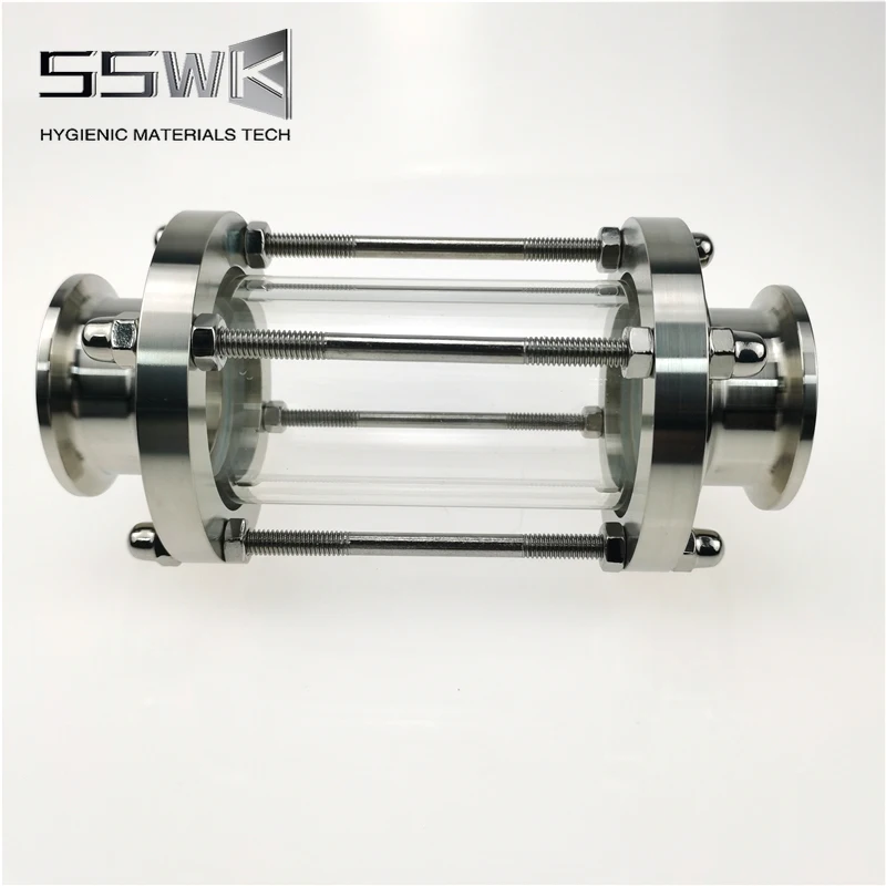 Sanitary Flow Sight Glass Diopter Fit for 38mm/51mm OD Pipe 1.5' 2' Tri Clamp SS304 Stainless Steel Homebrew Diary Fitting