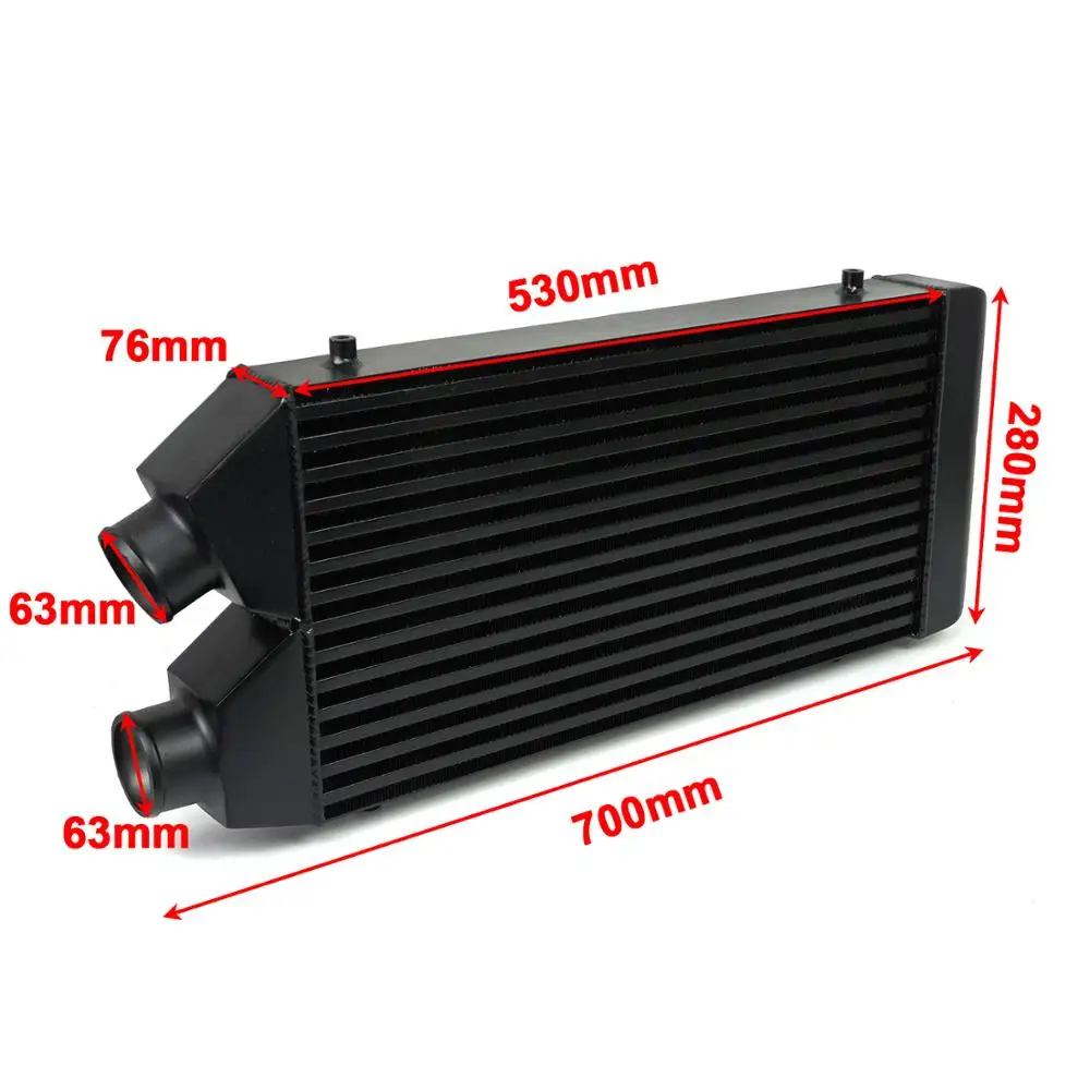 Intercooler Radiator 530*280*70mm One Side Aluminum Bar Plate Structure Cold Air Intake Radiator Outlet Turbo Car