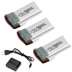 4pcs 3.7V 550mAh Lipo Battery With USB Charger for JXD 523 523W H43WH RC Quadcopter Drone 852040