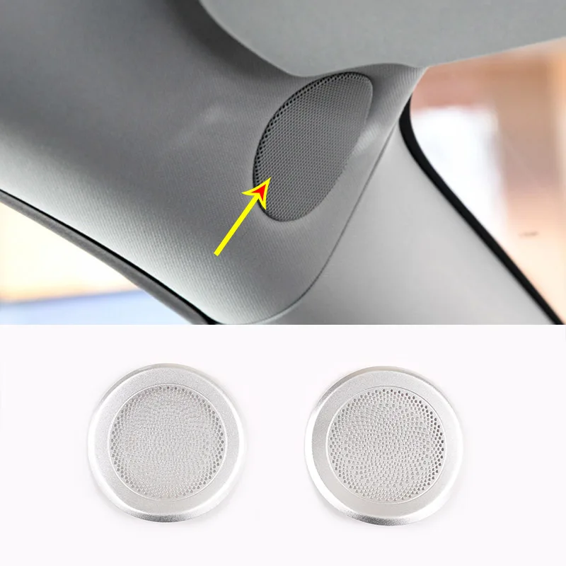 

For Tesla Model 3 Model Y 17-20 Aluminum alloy Car Front Column Roof Horn Hood Speaker Cover Decorative Sequins Car Accessories