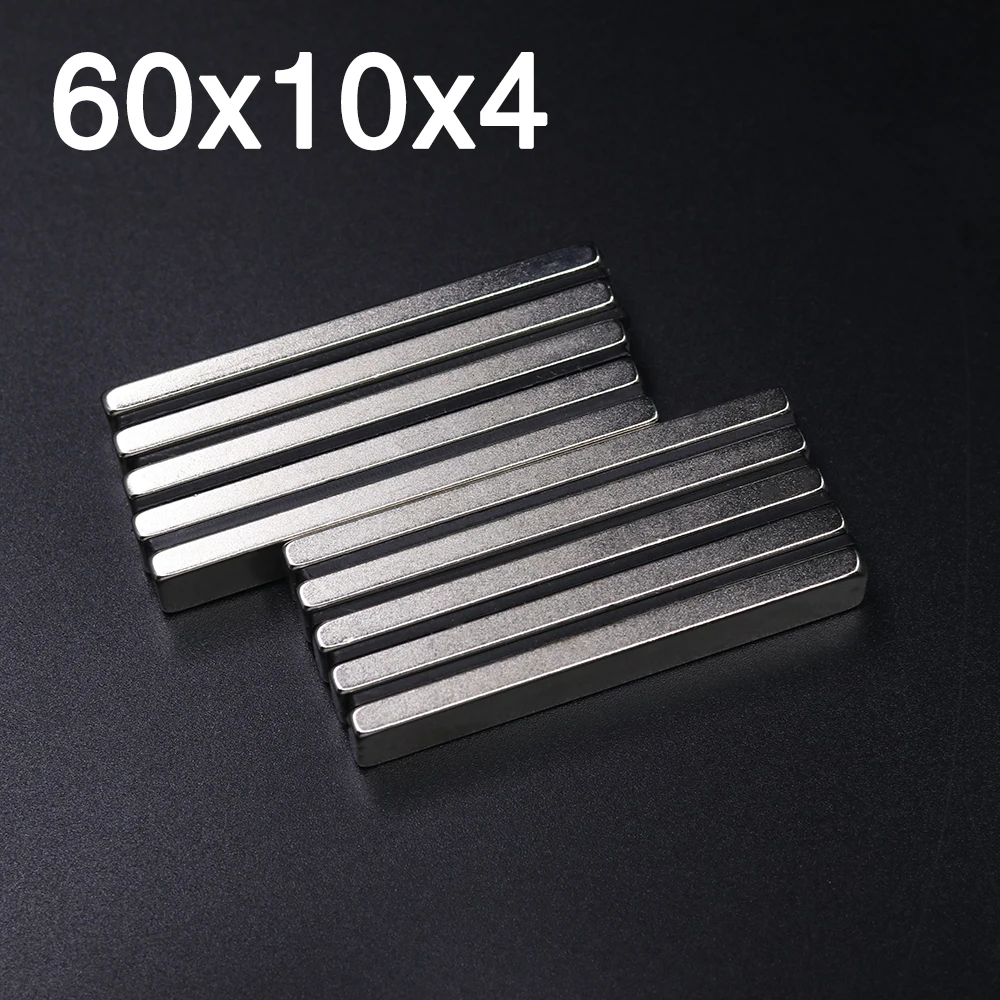 1/2/5/10Pcs 60x10x4 Neodymium Magnet 60mm x 10mm x 4mm N35 NdFeB Block Super Powerful Strong Permanent Magnetic imanes