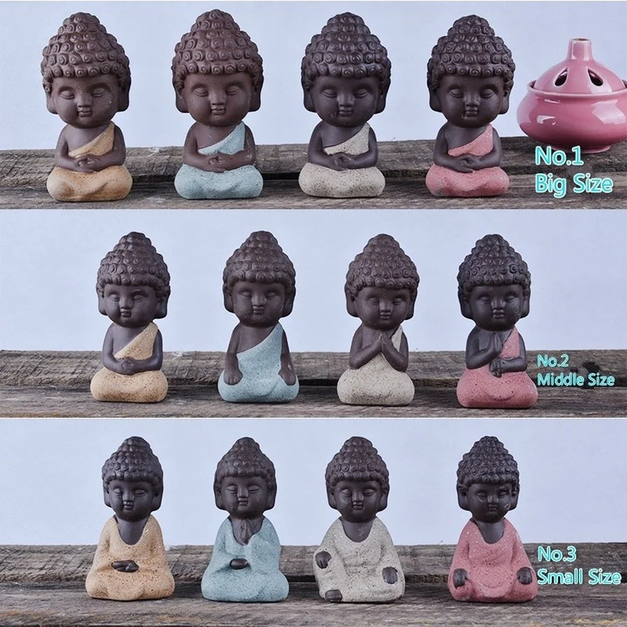 small Buddha statue monk figurine tathagata India Yoga Mandala tea pet purple ceramic crafts Zakka decorative ceramic ornaments