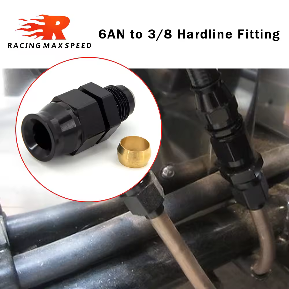 AN6 AN8 AN10 Male Flare to 5/16" 3/8" Fuel Hardline Tube Fitting Adapter Connector Alloy Black For 5/16" 3/8" inch OD Alloy Tube