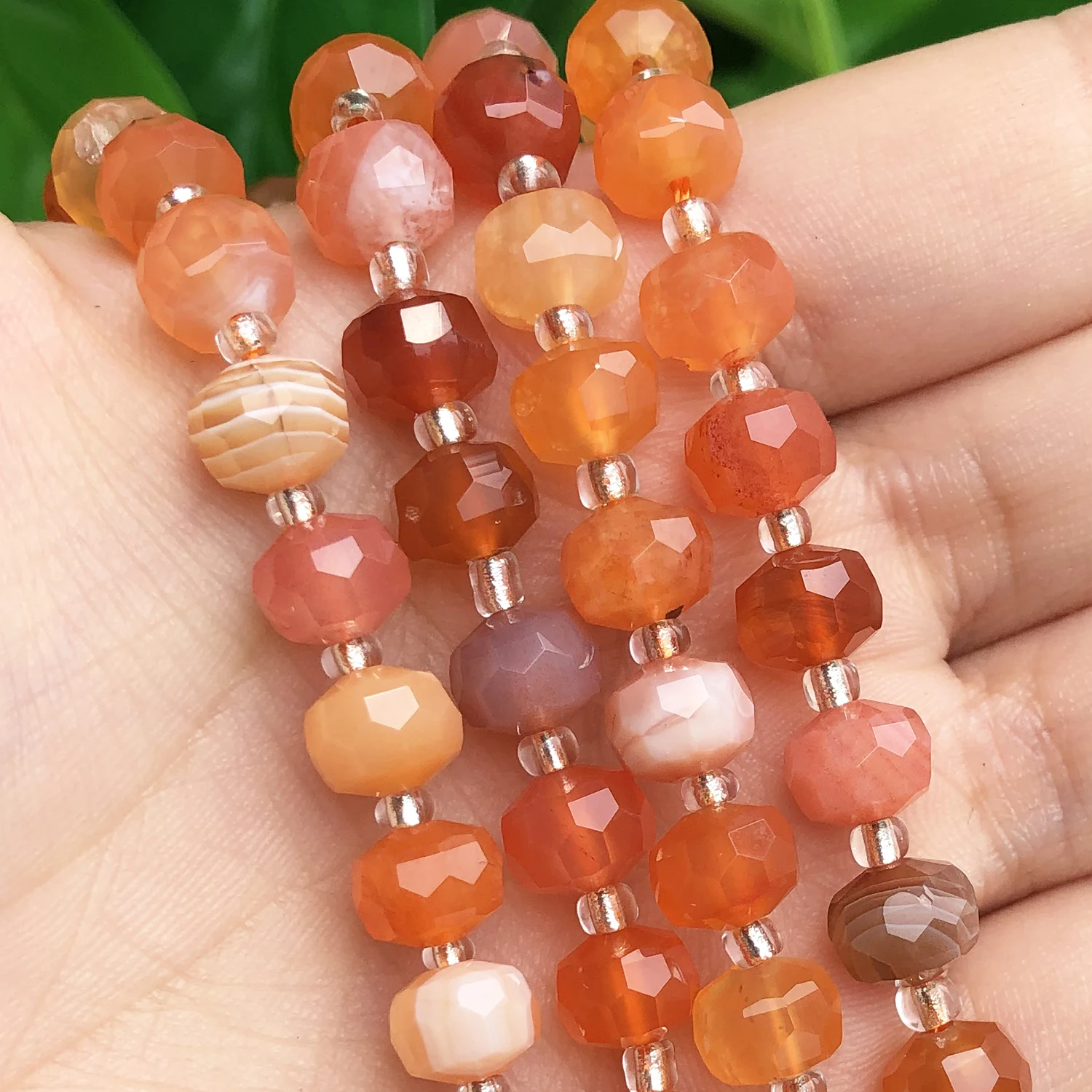 

8x6mm Natural Faceted Orange Persian Agates Stone Column Shape Loose Gem Beads for Jewelry Making DIY Bracelet Accessories 7.5''