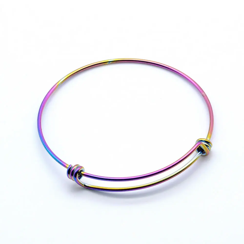 20pcs/lot 316 Stainless Steel DIY Charm Bangle 50-65mm Jewelry Finding Expandable Adjustable Wire Bracelet Wholesale