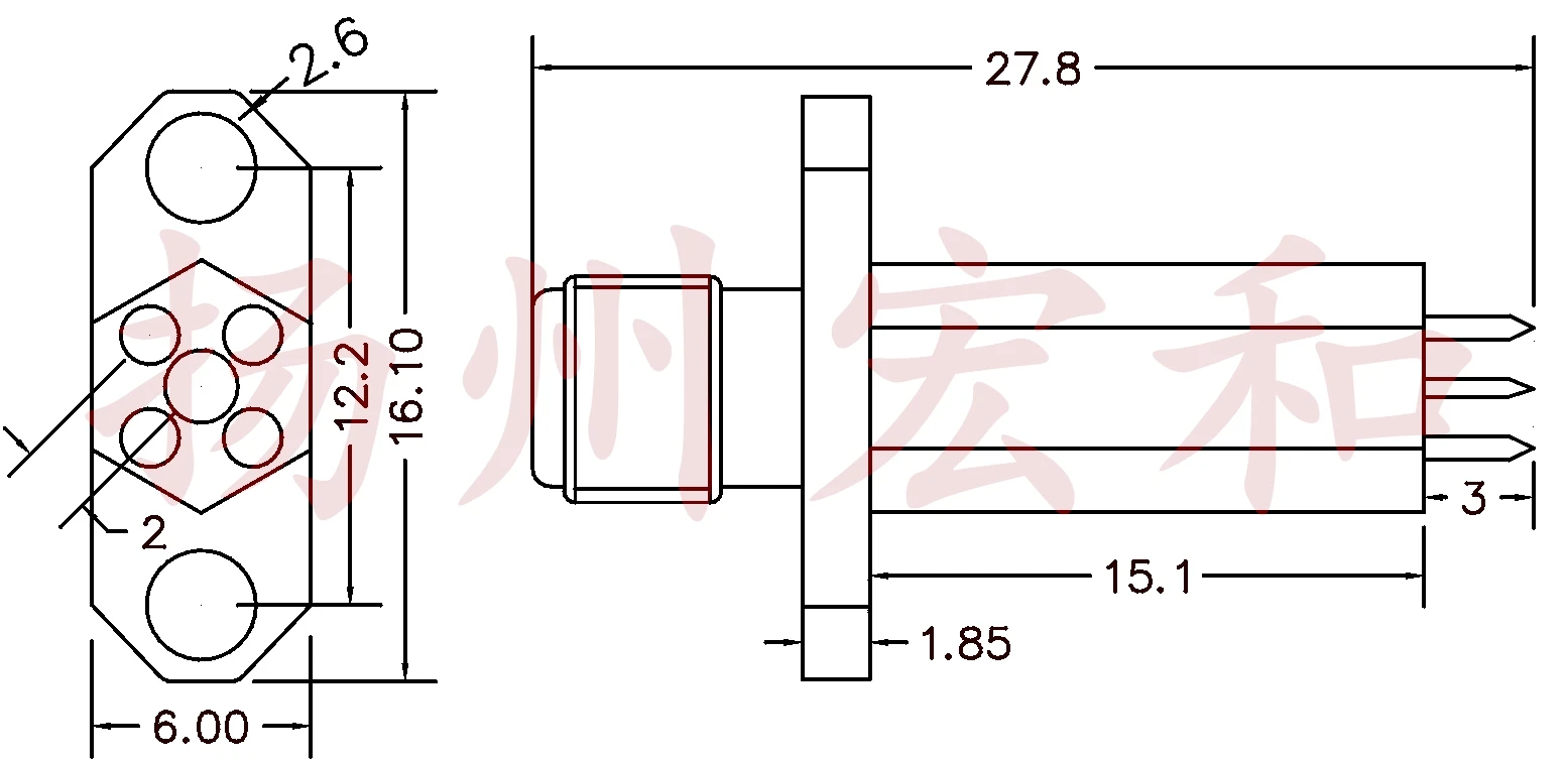 1603J RF Radio Frequency Head High Frequency Probe Five Claw 2mm Radio Frequency Head Double Needle Three Needle Test Head